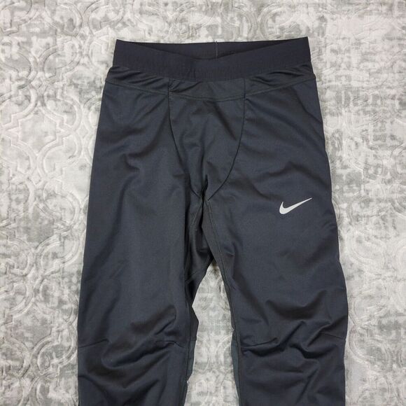 Nike Shield Leggings Women’s Small Black Dri Fit Running Gym Zip Ankle Athletic - Picture 2 of 15